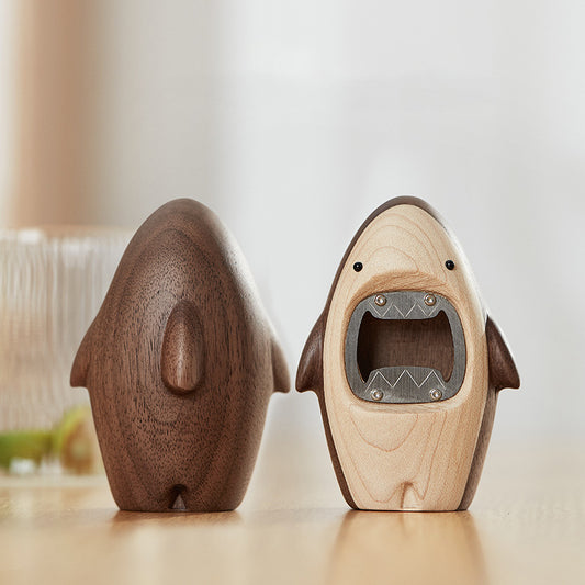 Wooden Shark Shape Bottle Cap Opener Beer Soda Bottle Opener