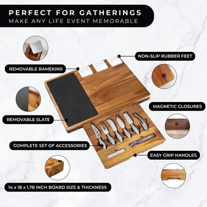 Personalized Charcuterie Board Set 19pcs Cheese Board And Knife Set