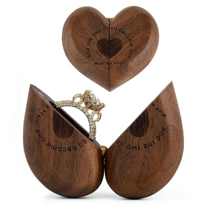 Black Walnut Heart Ring Organizer Solid Wood Jewelry Box