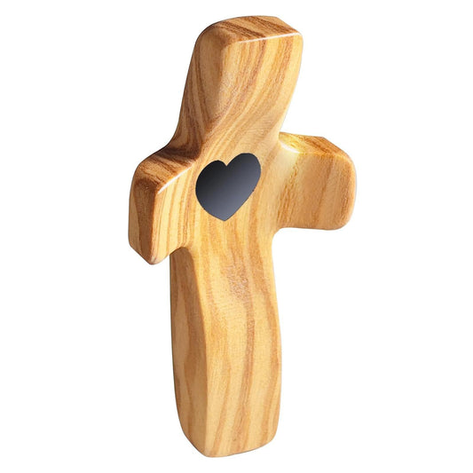 Olive wood  Cross My Heart | Encouragement Gift Wooden Cross Fingertip Stress Relief Gifts