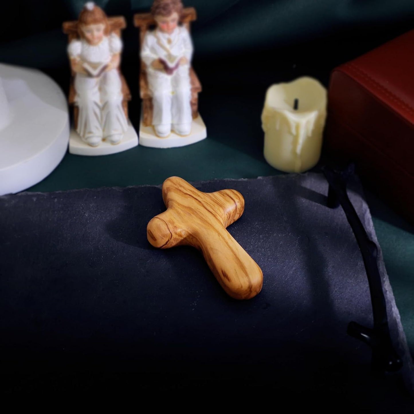 Olive Wood Cross Solid Wooden Hand Held Crosses Wood Blessing Cross