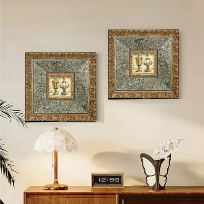 Retro Solid Wood Picture Frame Gold Printed Photo Frame Living Room Wall Hanging Decoration Painting Photo Frame Birthday Gift