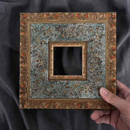 Retro Solid Wood Picture Frame Gold Printed Photo Frame Living Room Wall Hanging Decoration Painting Photo Frame Birthday Gift