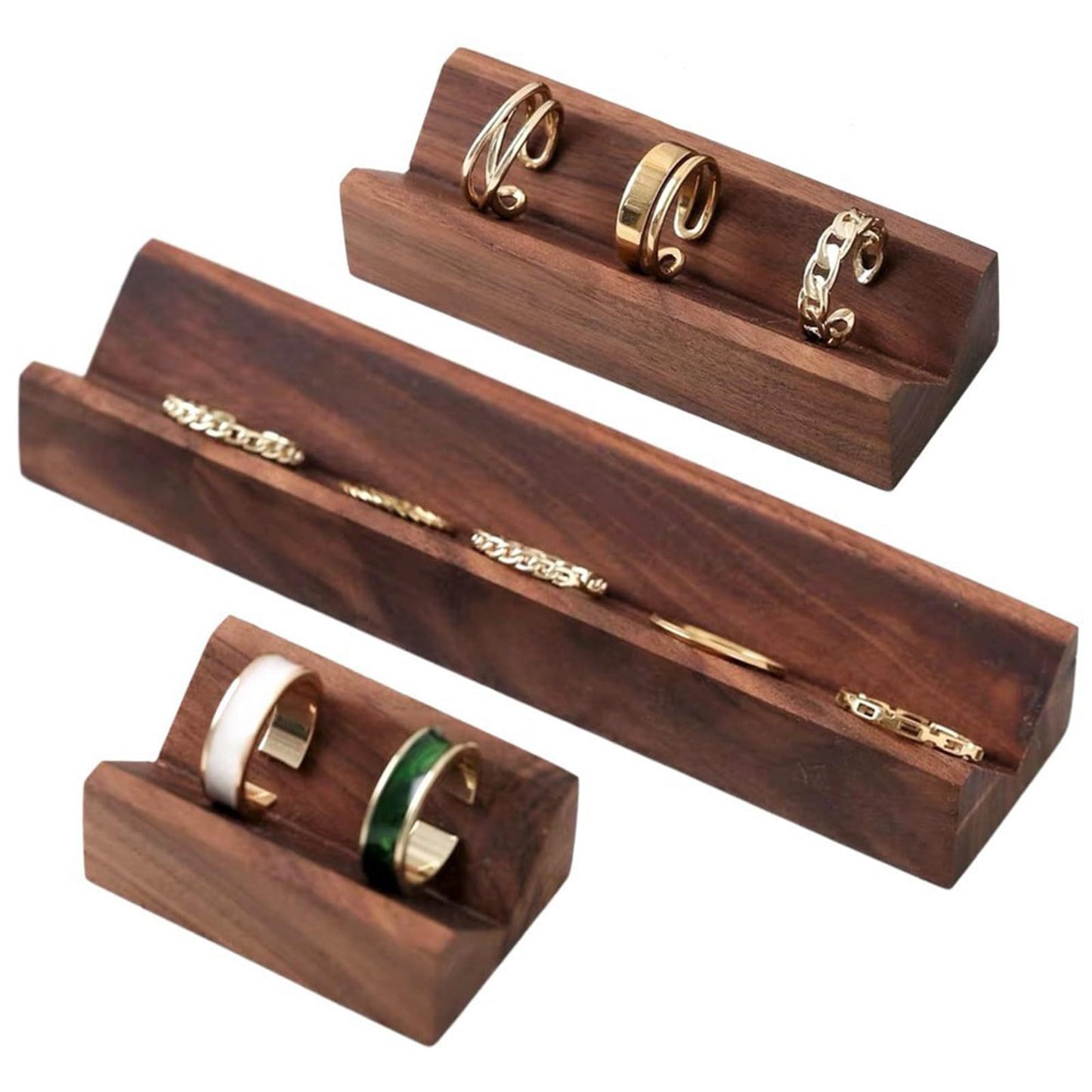 Solid Wood Jewelry Ring Decorative Ornament Storage Display