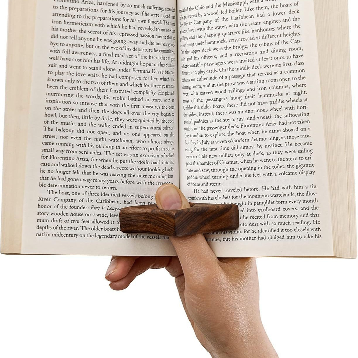 Thumb Book Brace Solid Wood Book Press One Handed Reading Ring