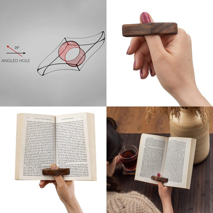 Thumb Book Brace Solid Wood Book Press One Handed Reading Ring