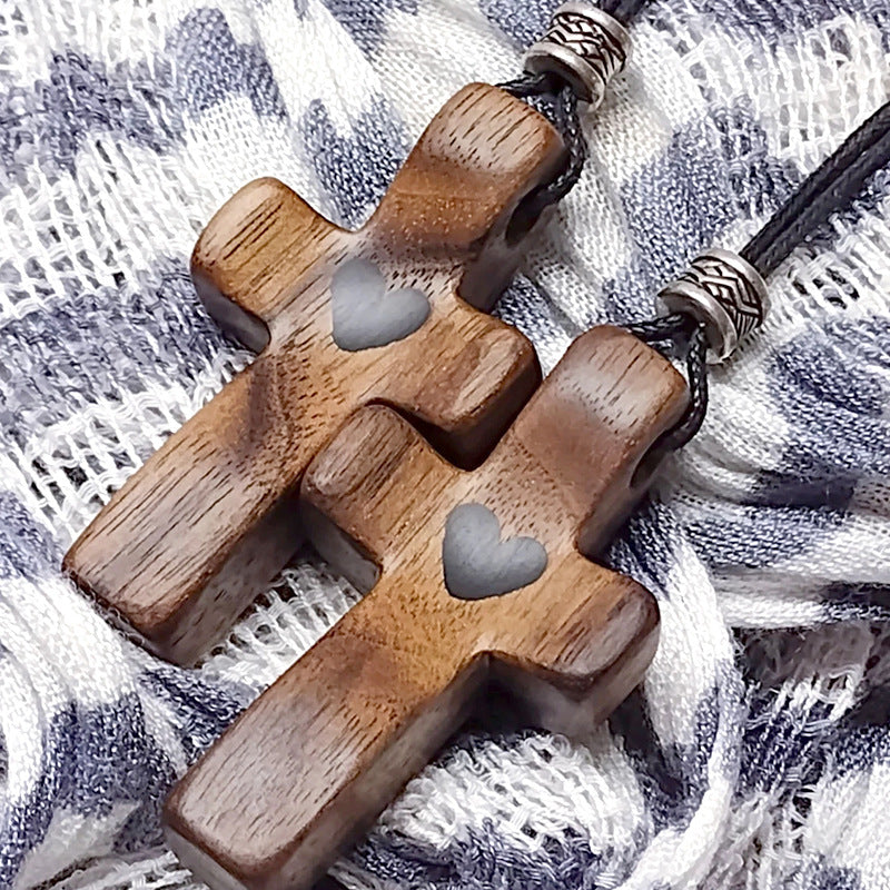 Wooden Blessing Cross Pendant