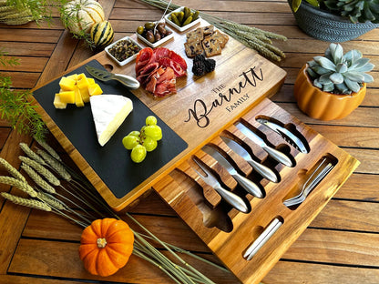Personalized Charcuterie Board Set 19pcs Cheese Board And Knife Set